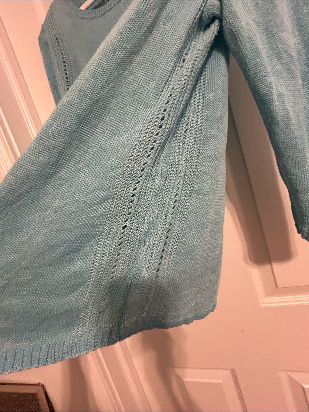 Talbots Aqua Linen Scoop Neck Sweater - Picture 3 of 9